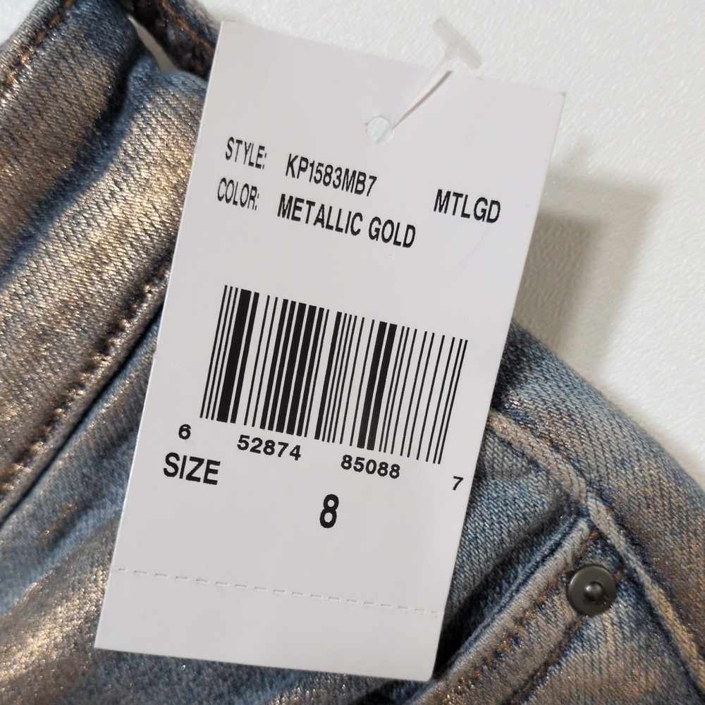 Kut from the Kloth Rachael High Rise Mom Jean Metallic Gold Foil KP1583MB7 Sz 8 - Picture 5 of 6